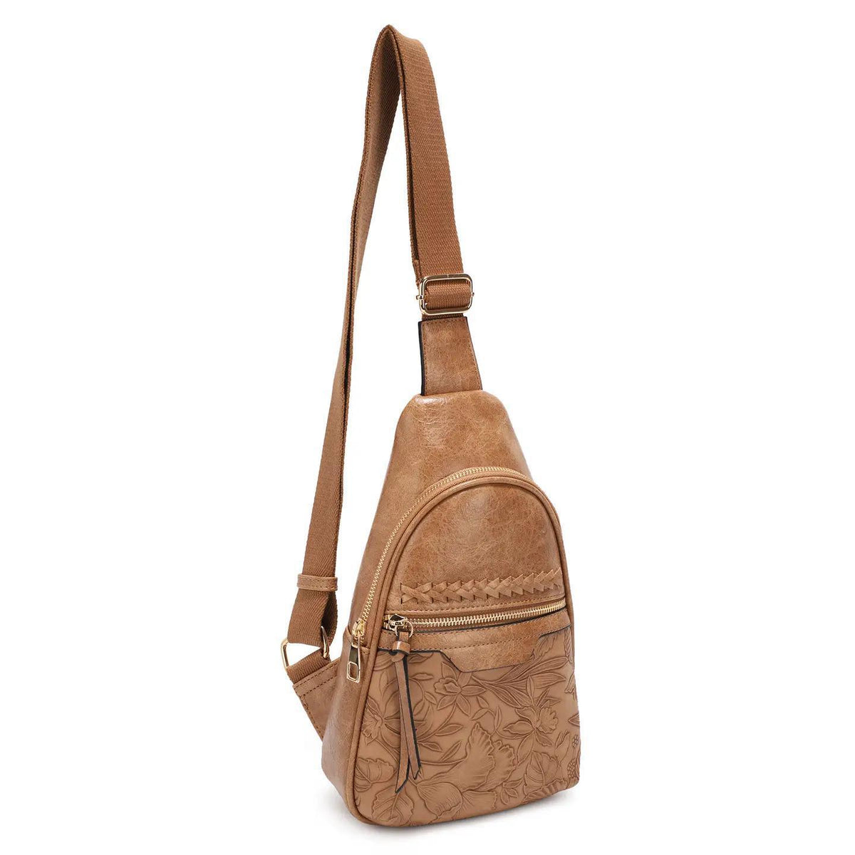 Jane Hibiscus Sling Bag - Camel