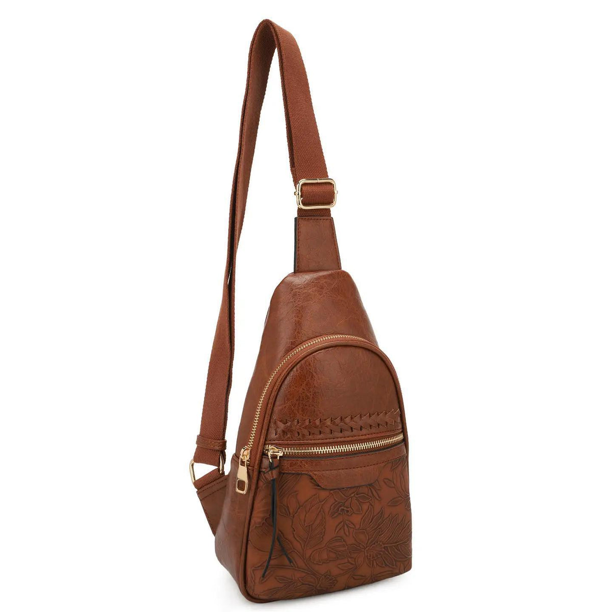 Jane Hibiscus Sling Bag - Brown