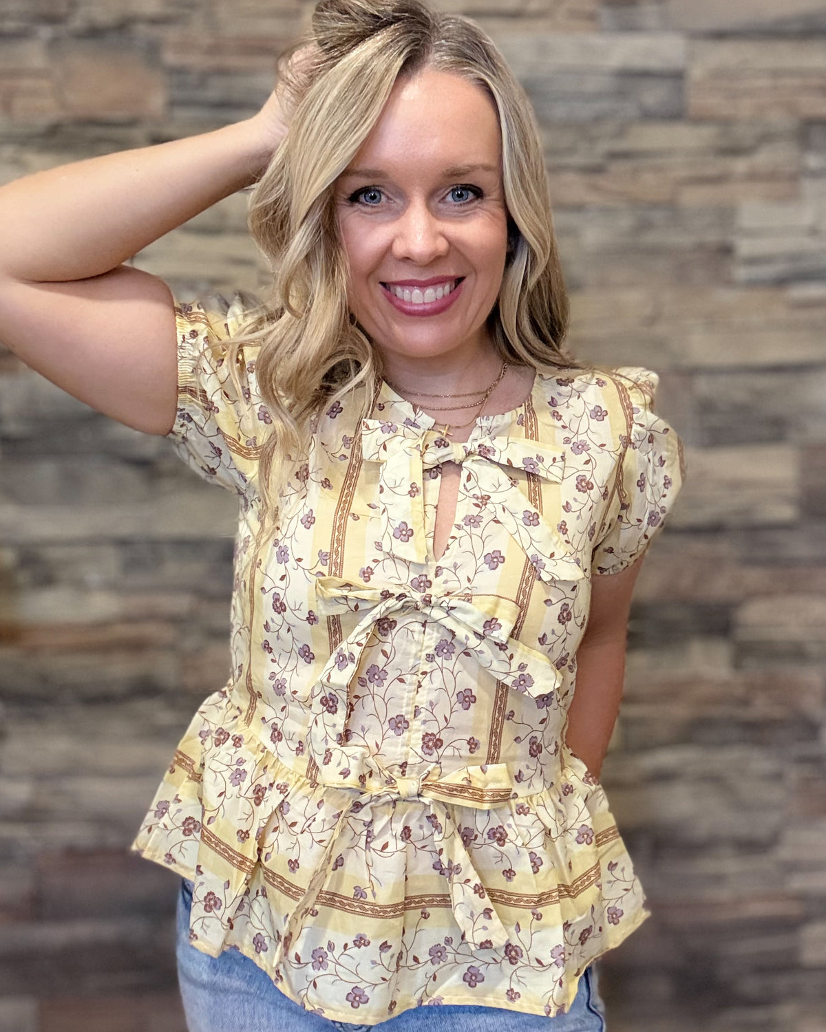Tie Front Floral Blouse