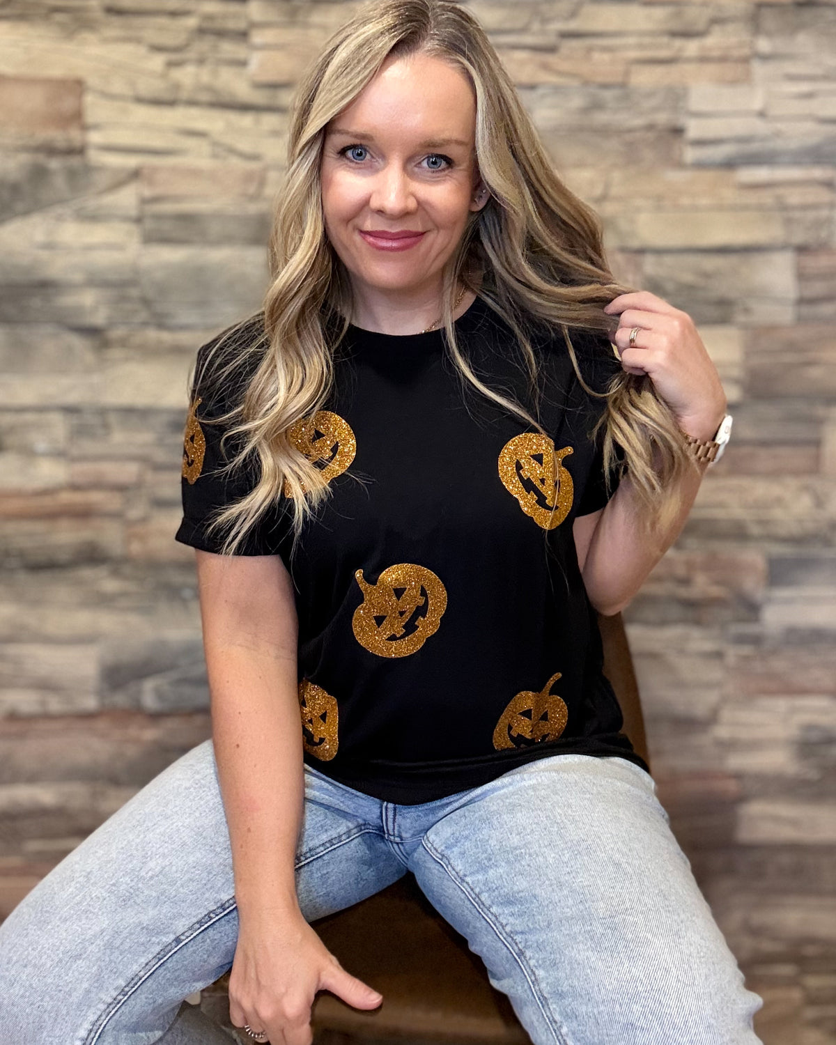 Glitter Pumpkin Halloween Shirt