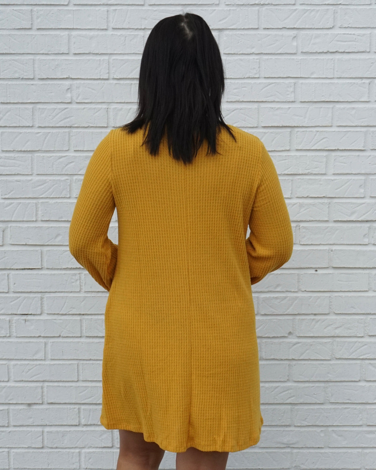 Dolman Twisted Sweater Dress - Mustard