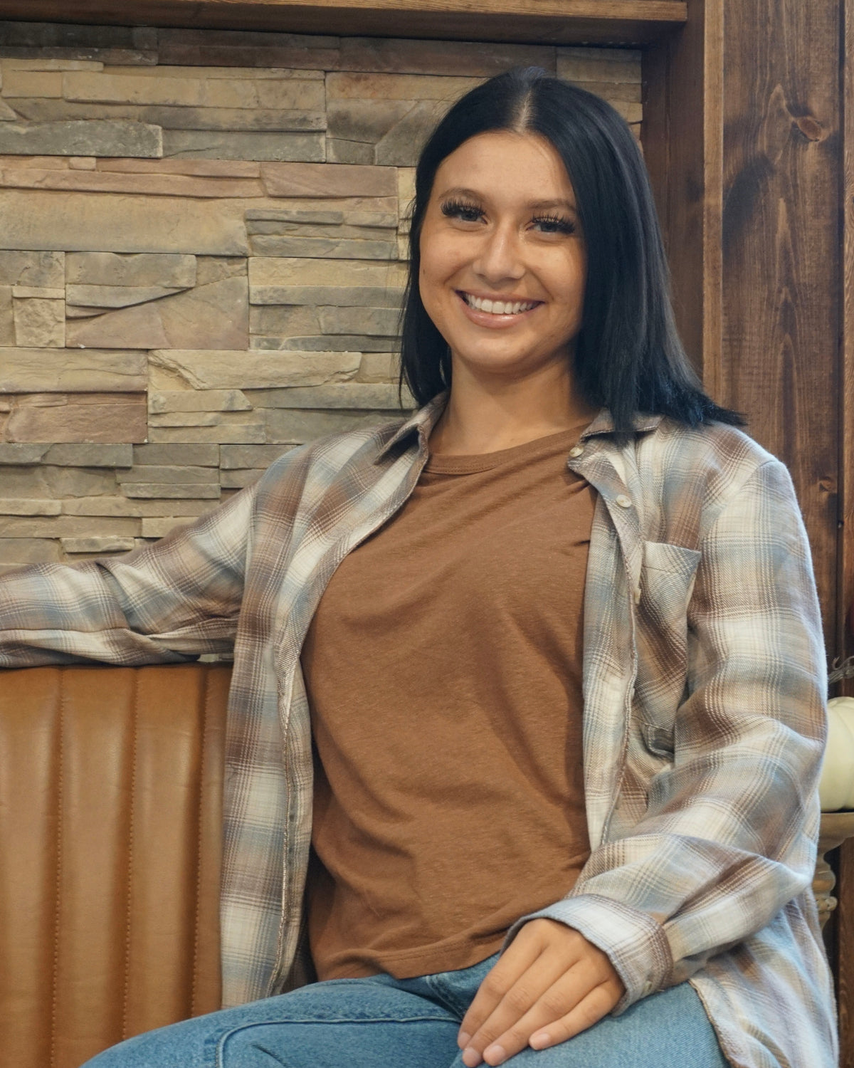 Linen Basic Cap Sleeve Tee - Clay