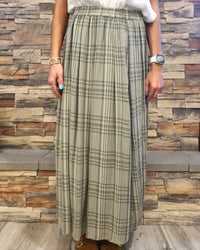 Plaid Printed Pleats Midi Skirt - Spruce