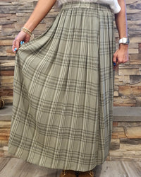 Plaid Printed Pleats Midi Skirt - Spruce
