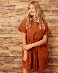 Pleated Mini Dress w/ Pocket - Ginger