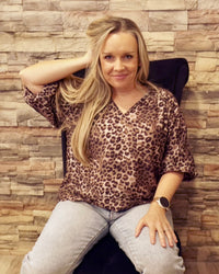 Animal Print Blouse - Olive