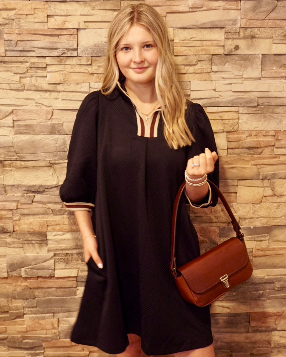 High Neck Mini Dress - Black