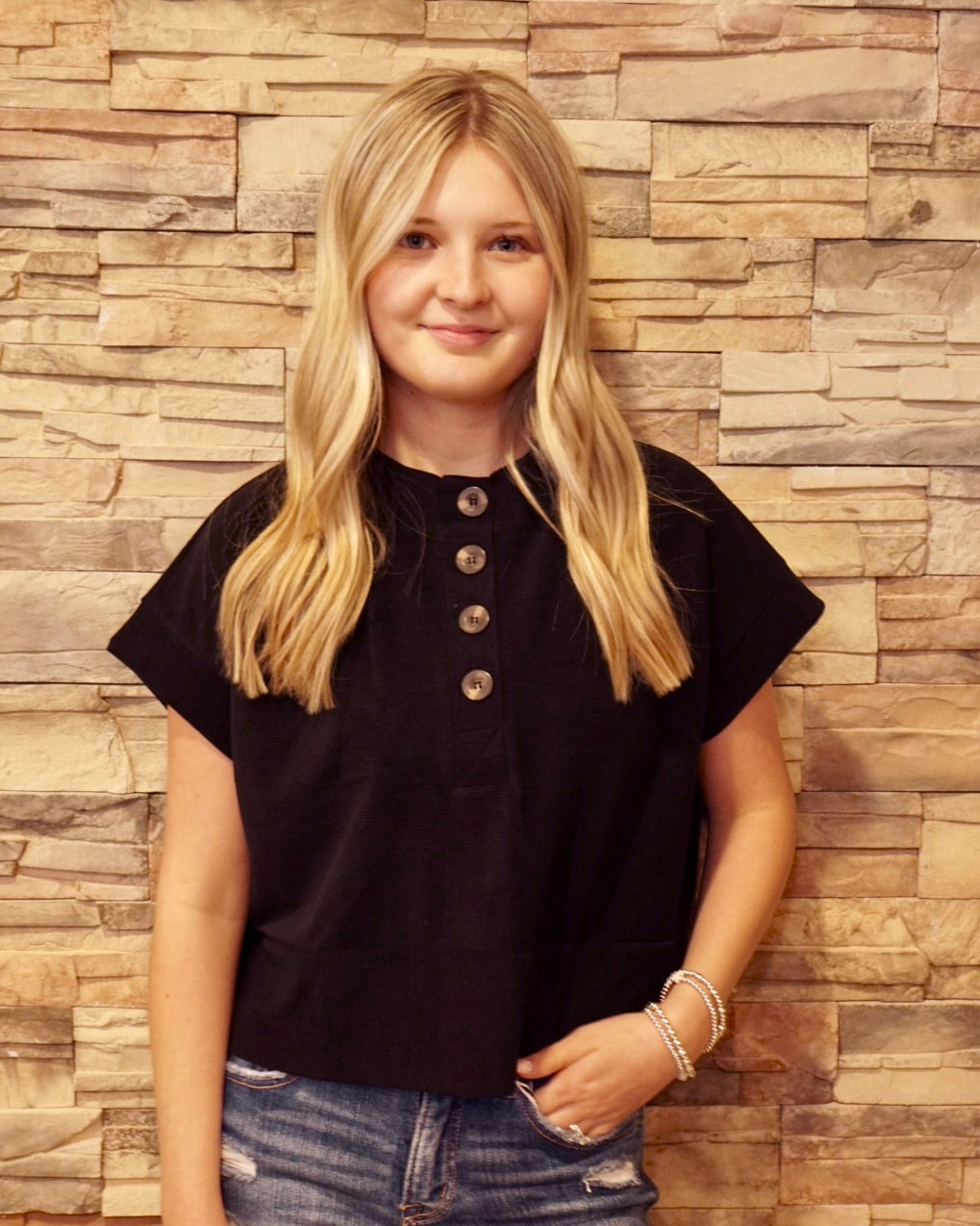 Boxy Corduroy Top - Black