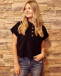 Boxy Corduroy Top - Black