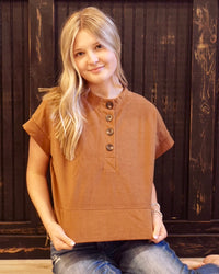Boxy Corduroy Top - Camel