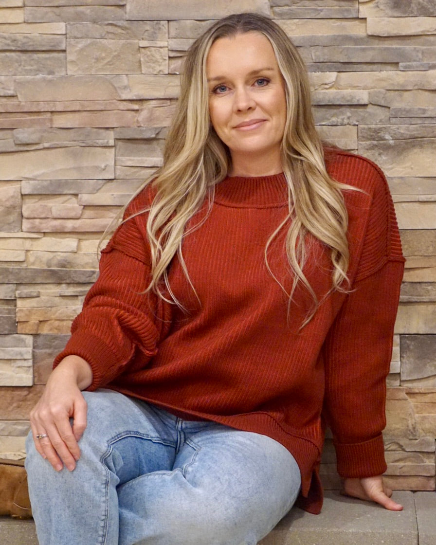 Two Tone Sweater - Rust