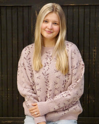 Floral Jacquard Sweater - Blush