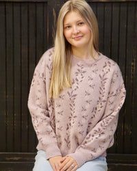 Floral Jacquard Sweater - Blush