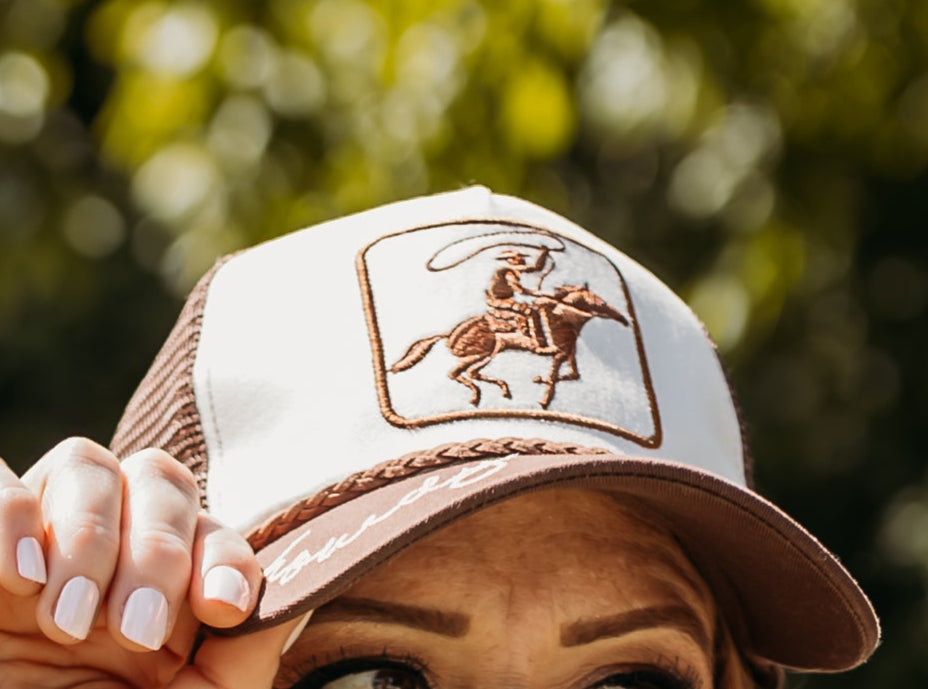 Two-tone Trucker Hat w/Cowboy Patch