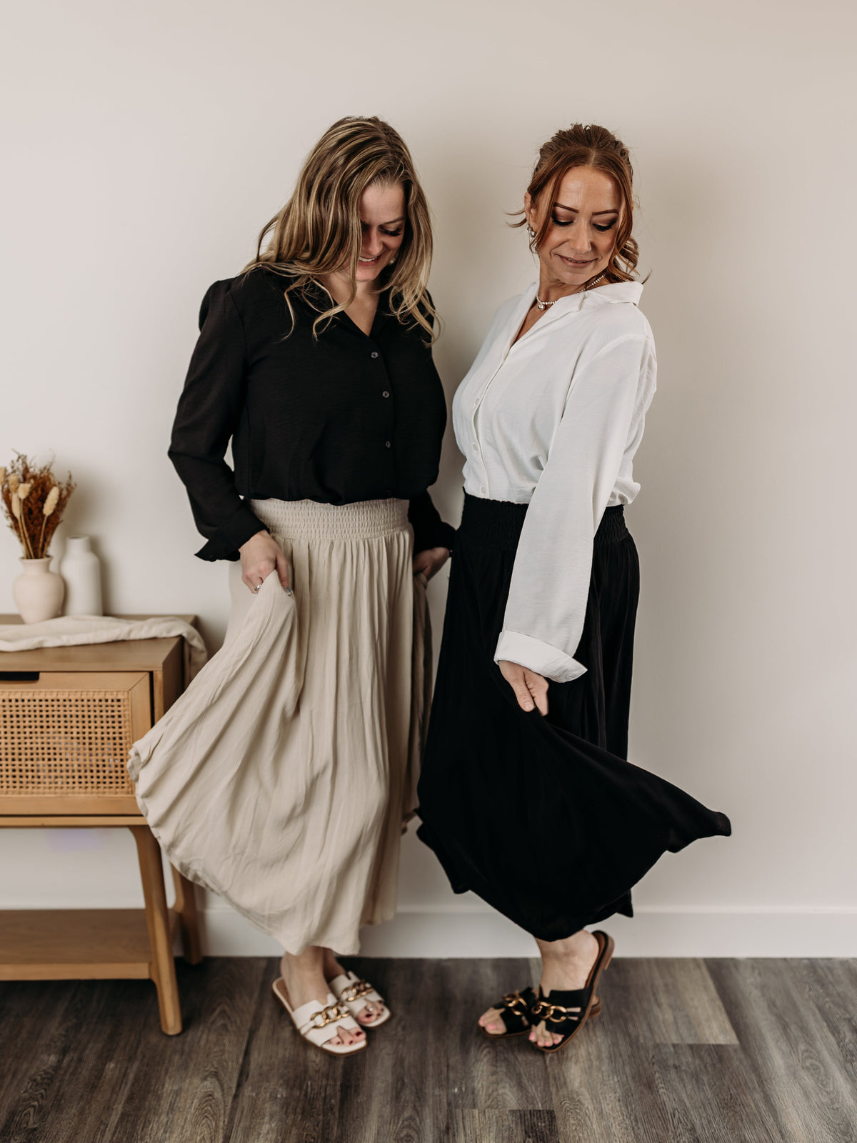 Crinkle Smocked Waist Skirt