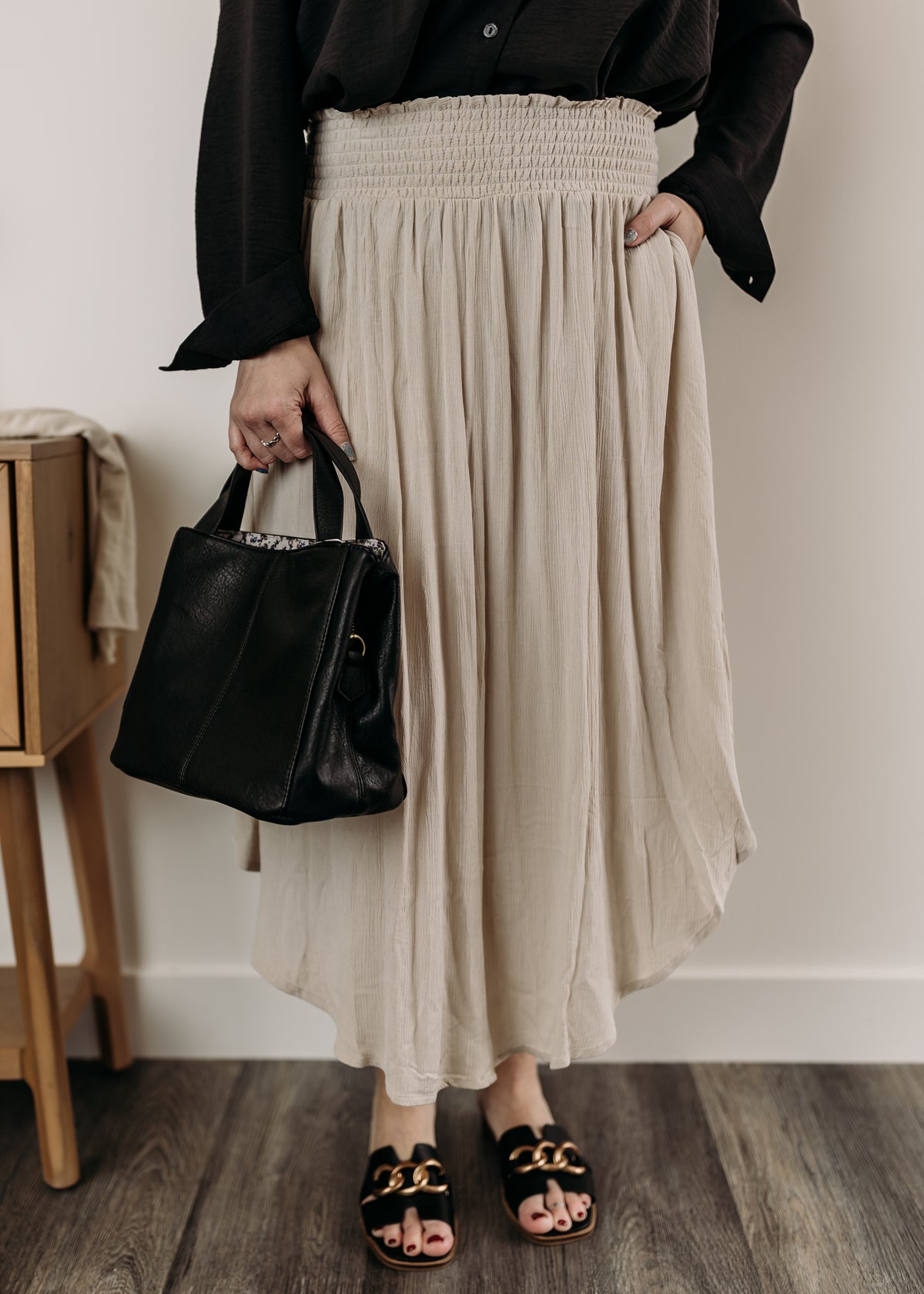 Crinkle Smocked Waist Skirt