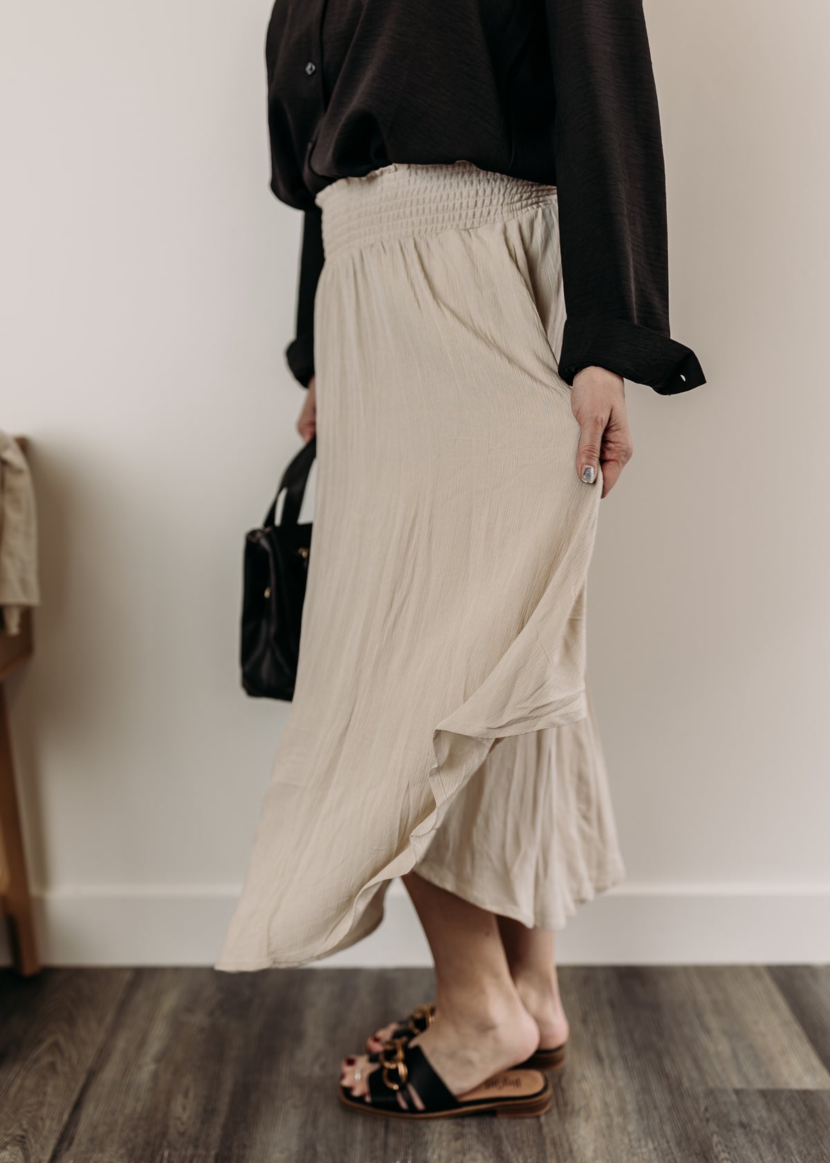 Crinkle Smocked Waist Skirt