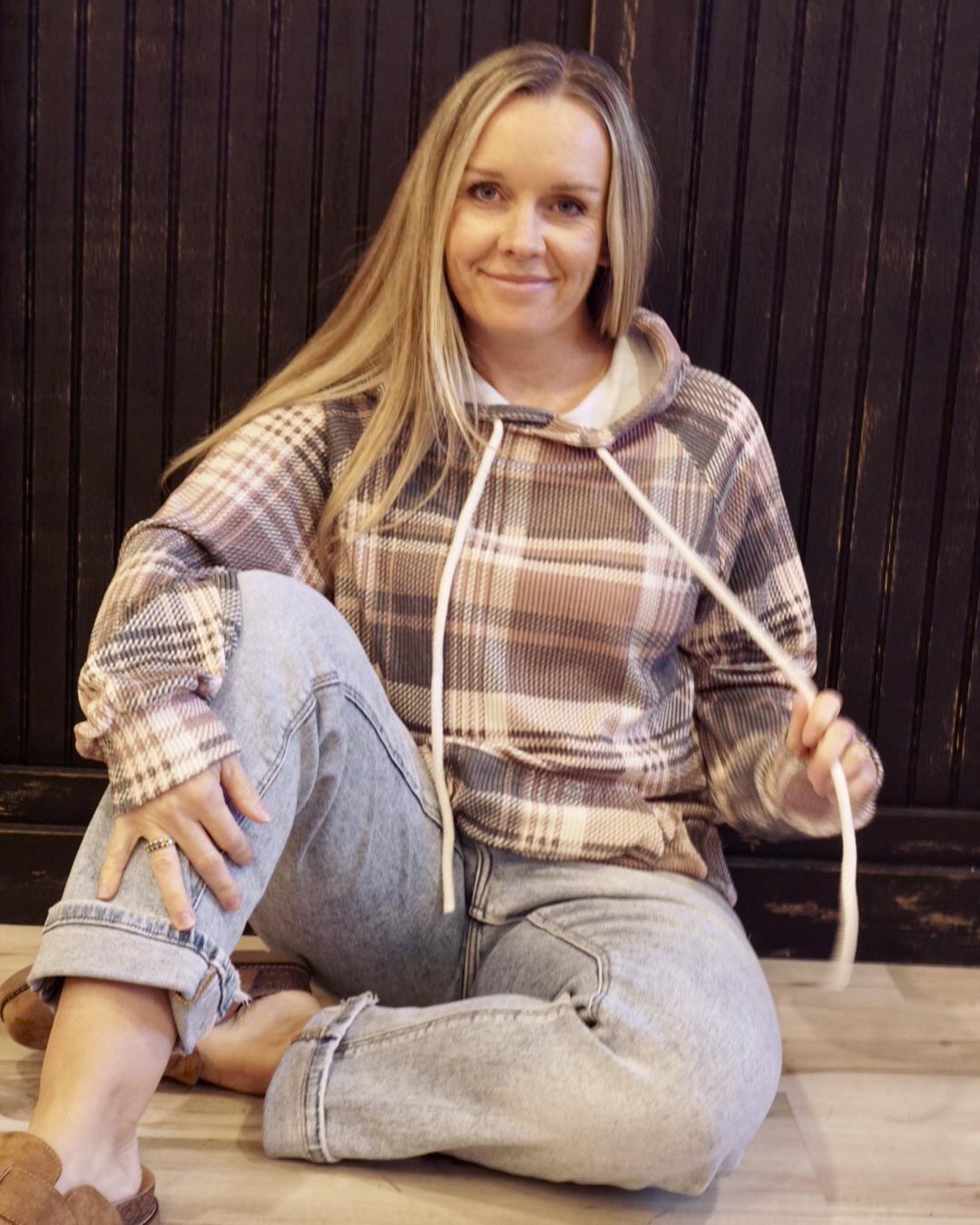 Plaid Knit Hoodie
