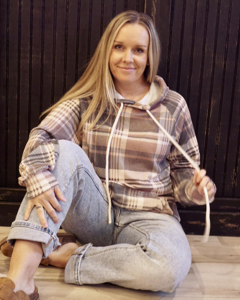 Plaid Knit Hoodie