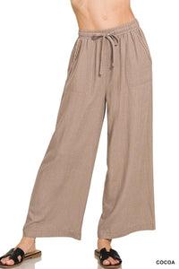 Wide-Leg Linen Blend Pants