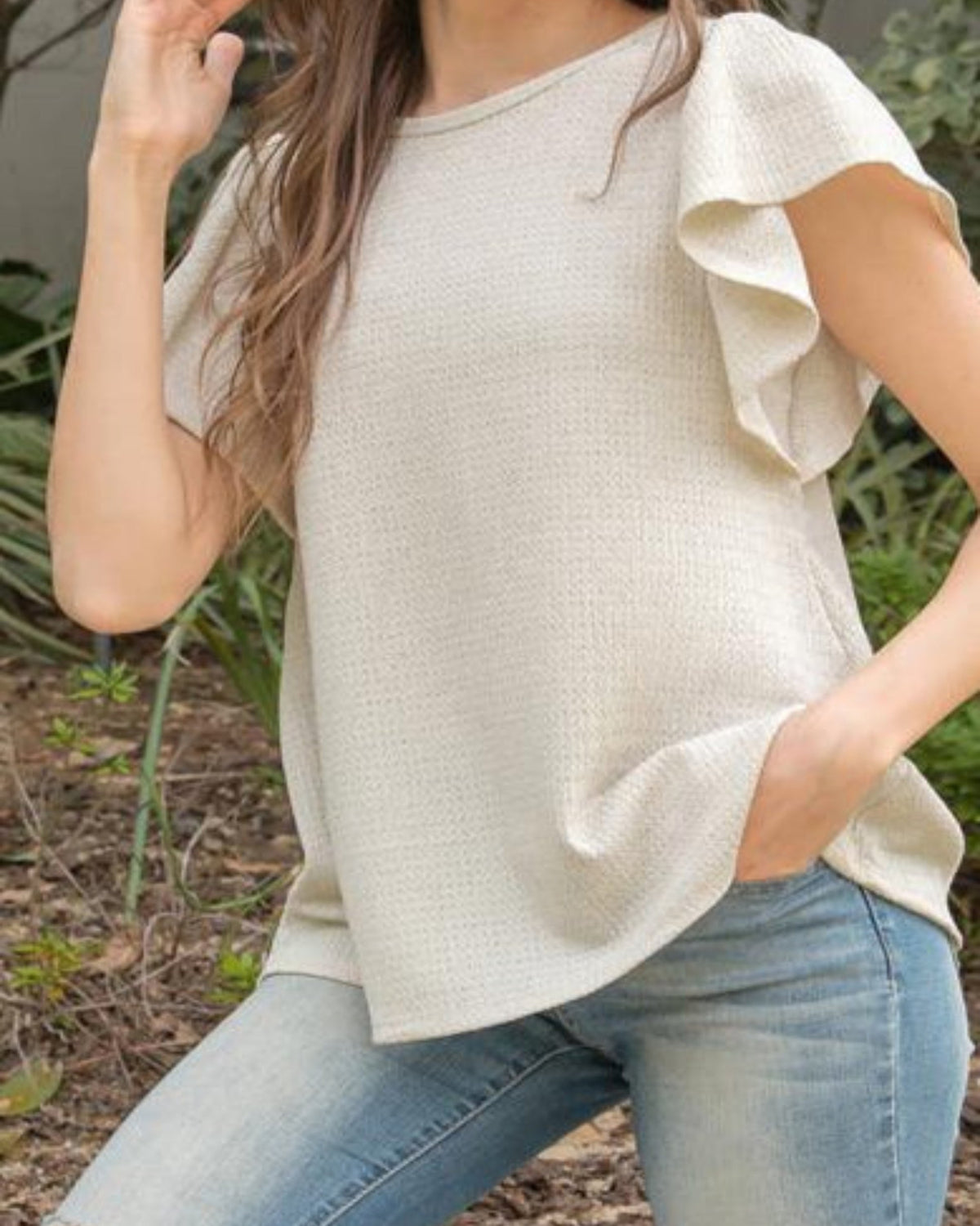 Plus Butterfly Sleeve Solid Top