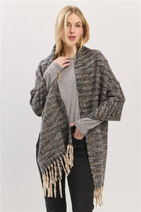 Multi-Tone Fringe Scarf - Black