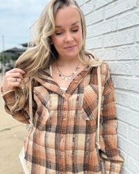 Caramel Mix Oversized Button Down Jacket