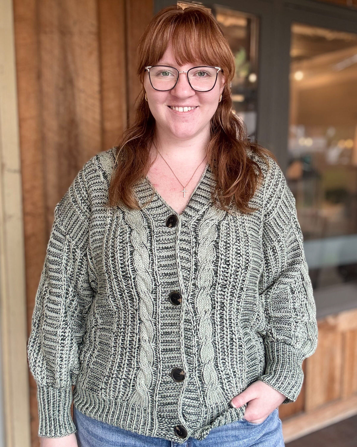Olive Button Down Oversized Cardigan