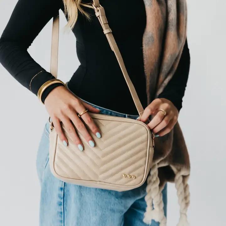 Coco Quilted Crossbody - Taupe