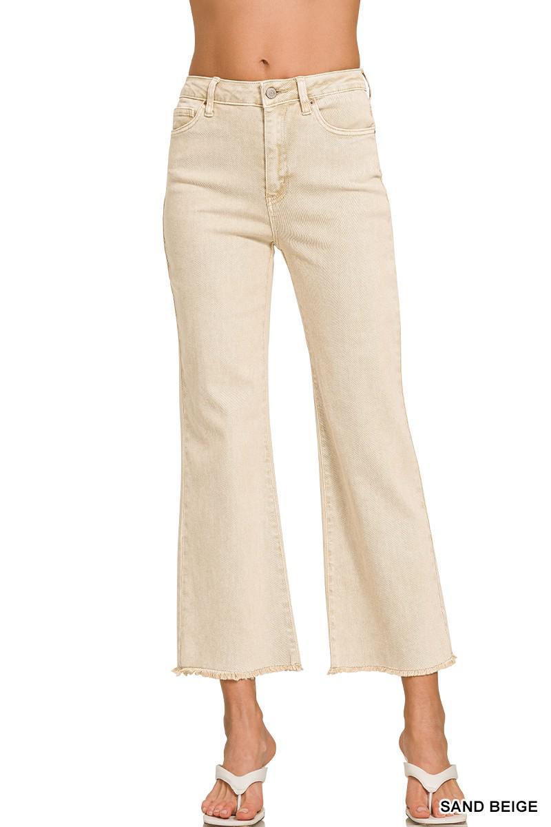 High Waist Frayed Bootcut Pants - Multiple Colors