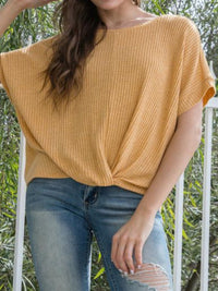 Dolman Twisted Hem Short Sleeve