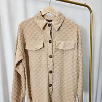 Check Textured Shacket - Taupe