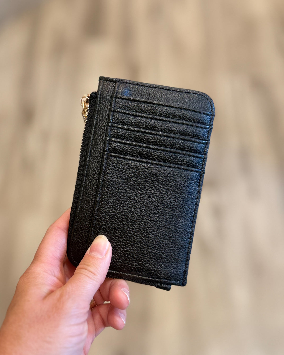 Faux Leather Card Holder Wallet-Black
