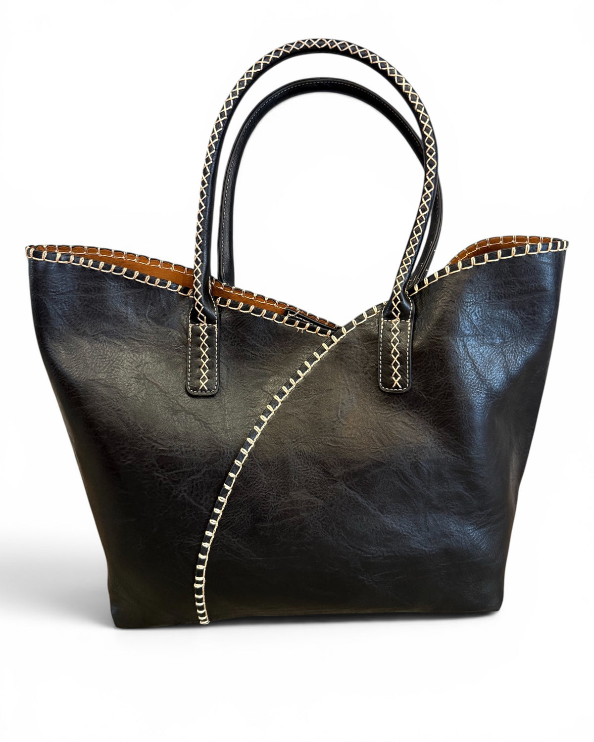 Black Detail Shoulder/Tote Set Bag