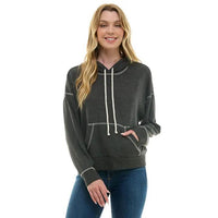 Cuffed Hoodie Pullover - Charcoal