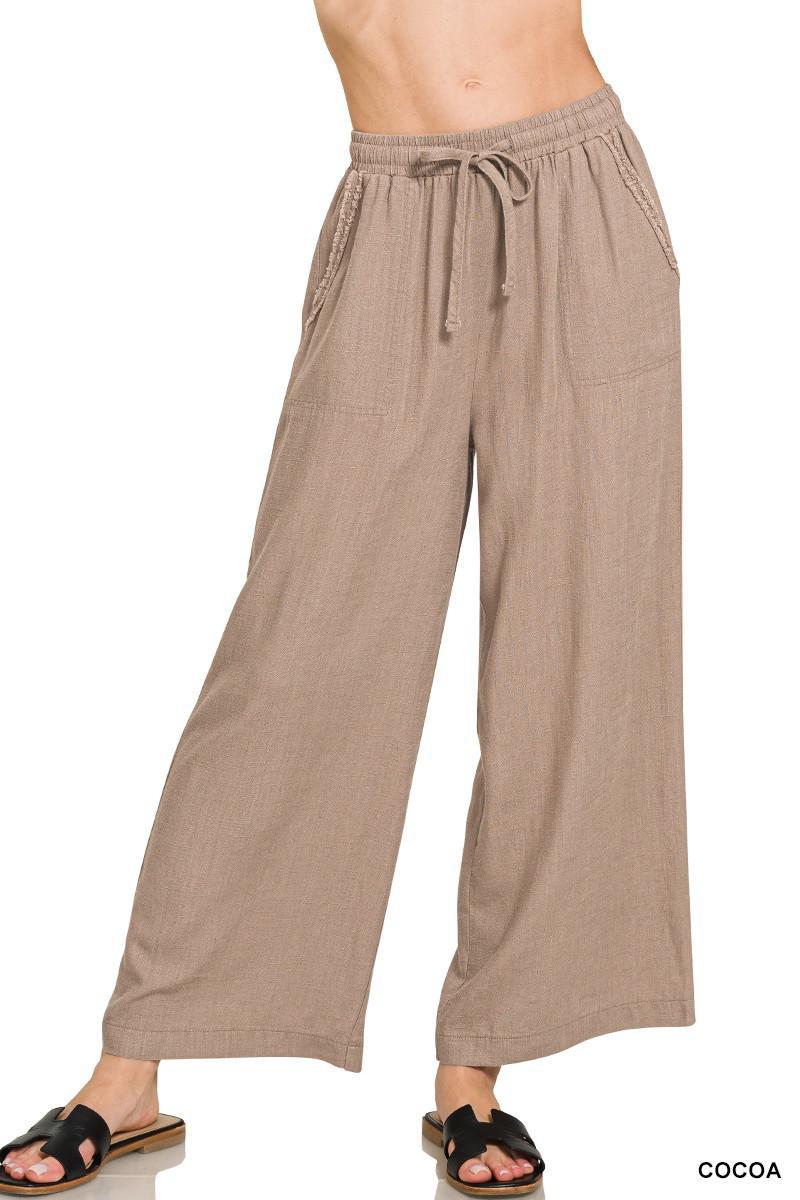 Wide-Leg Linen Blend Pants