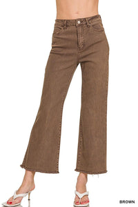 High Waist Frayed Bootcut Pants - Multiple Colors
