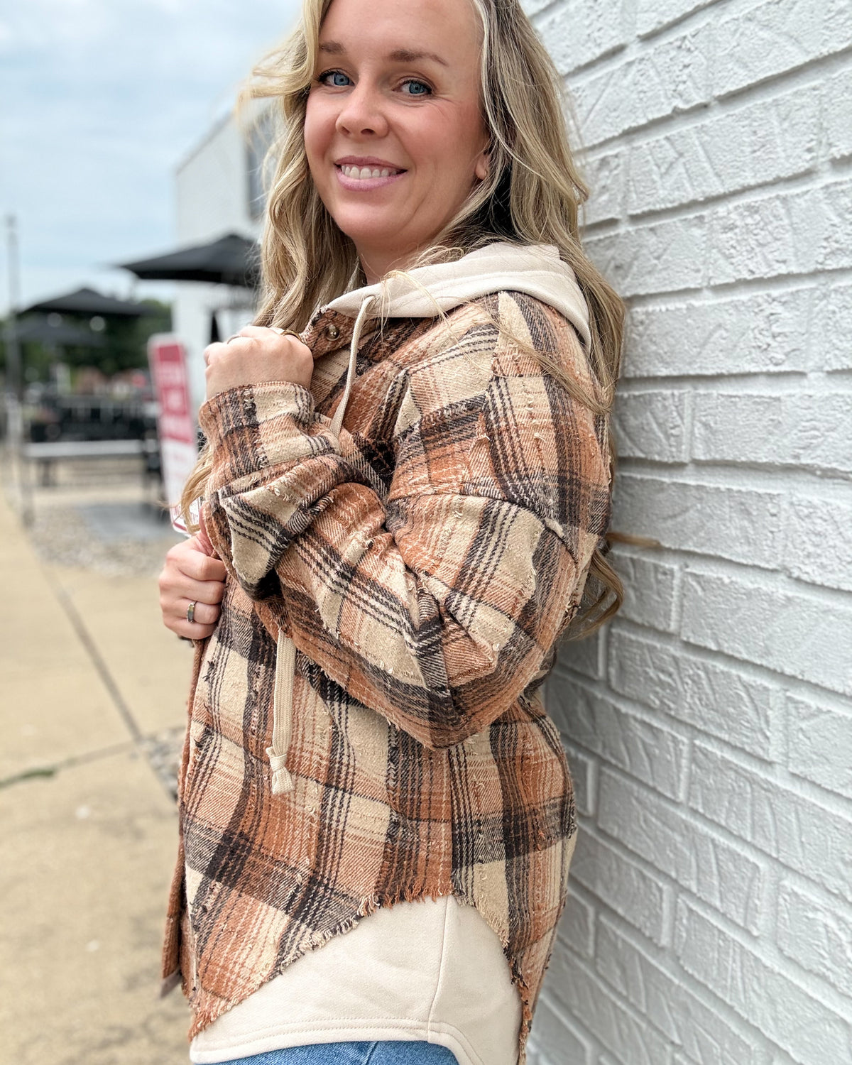 Caramel Mix Oversized Button Down Jacket