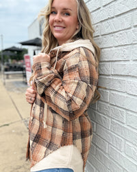 Caramel Mix Oversized Button Down Jacket