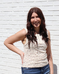 Floral Printed Knit Tank - Oatmeal