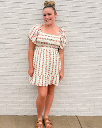 Floral Smocked Bodice Flutter Dress