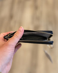 Faux Leather Card Holder Wallet-Black
