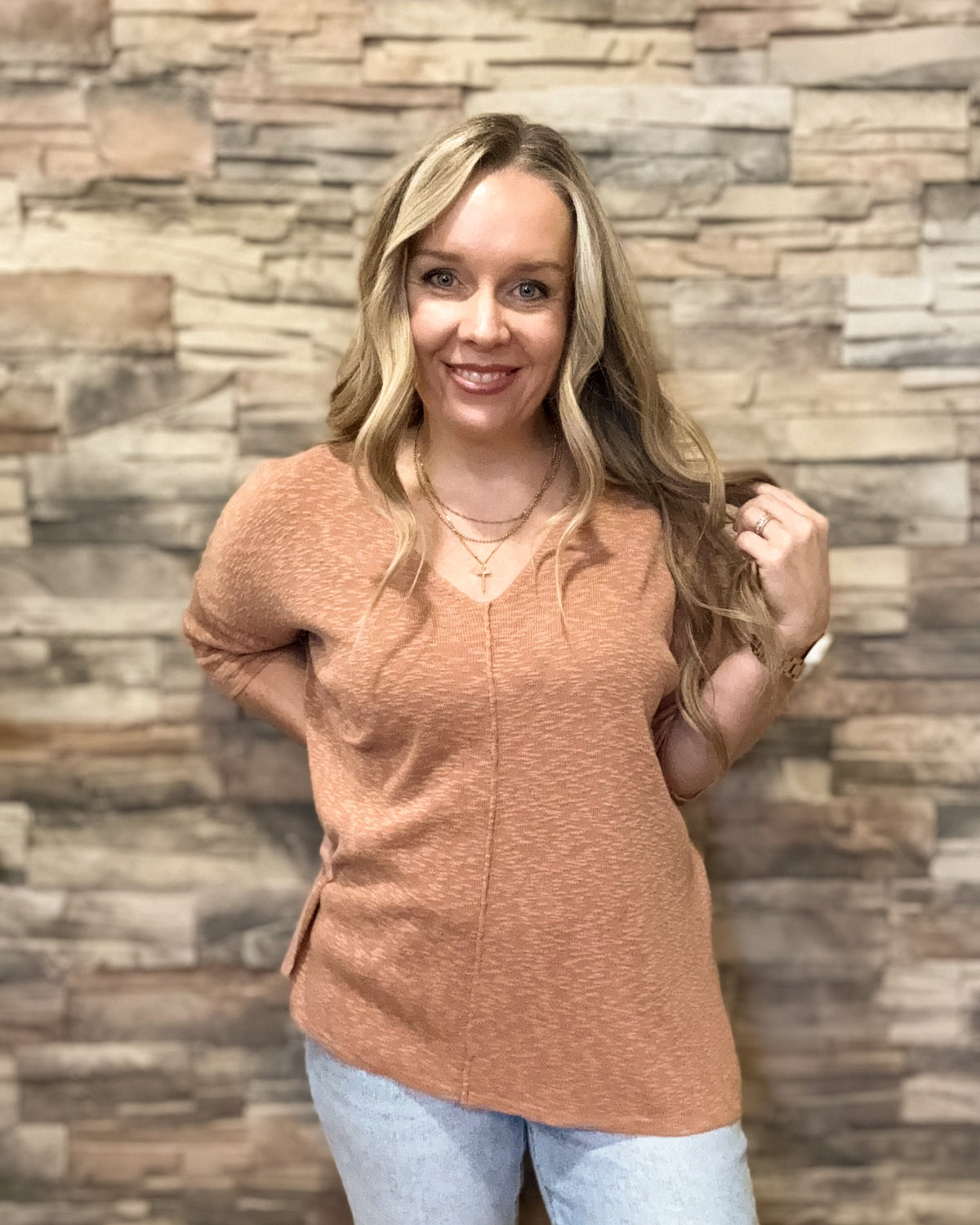 Half Sleeve Slub Sweater