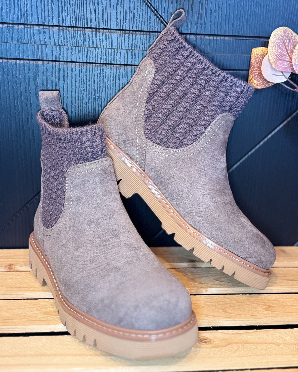 Corky's Keep Me Warm-Grey Faux Suede
