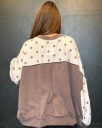 Crew Neck Polka Dot Reverse Stitch Pullover