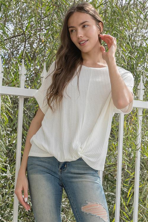 Dolman Twisted Hem Short Sleeve