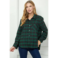 Collared Plaid Flannel - Green