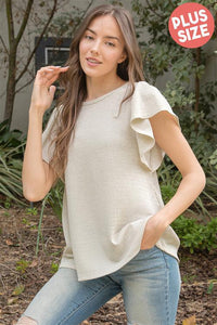 Plus Butterfly Sleeve Solid Top