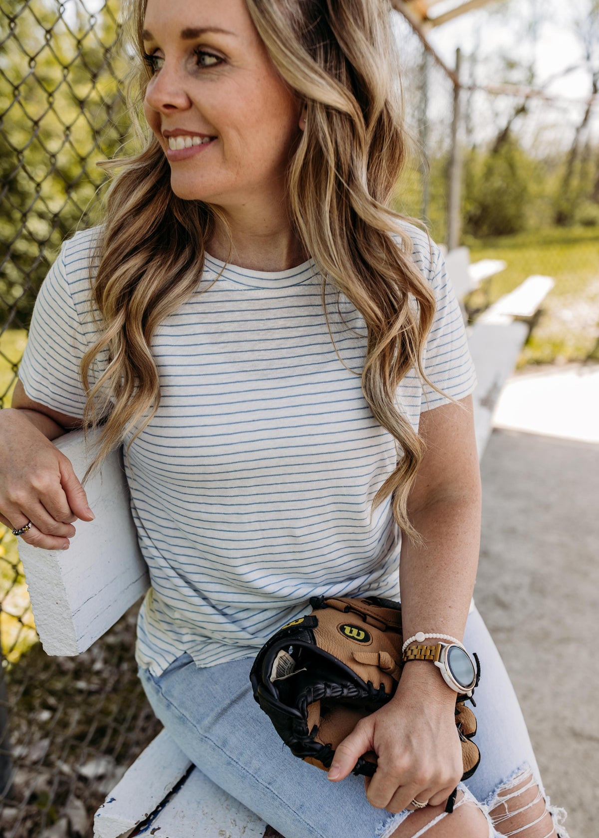 Round Neck Striped Relaxed Tee