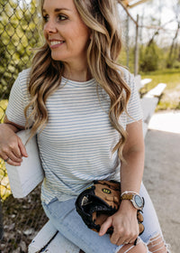 Round Neck Striped Relaxed Tee